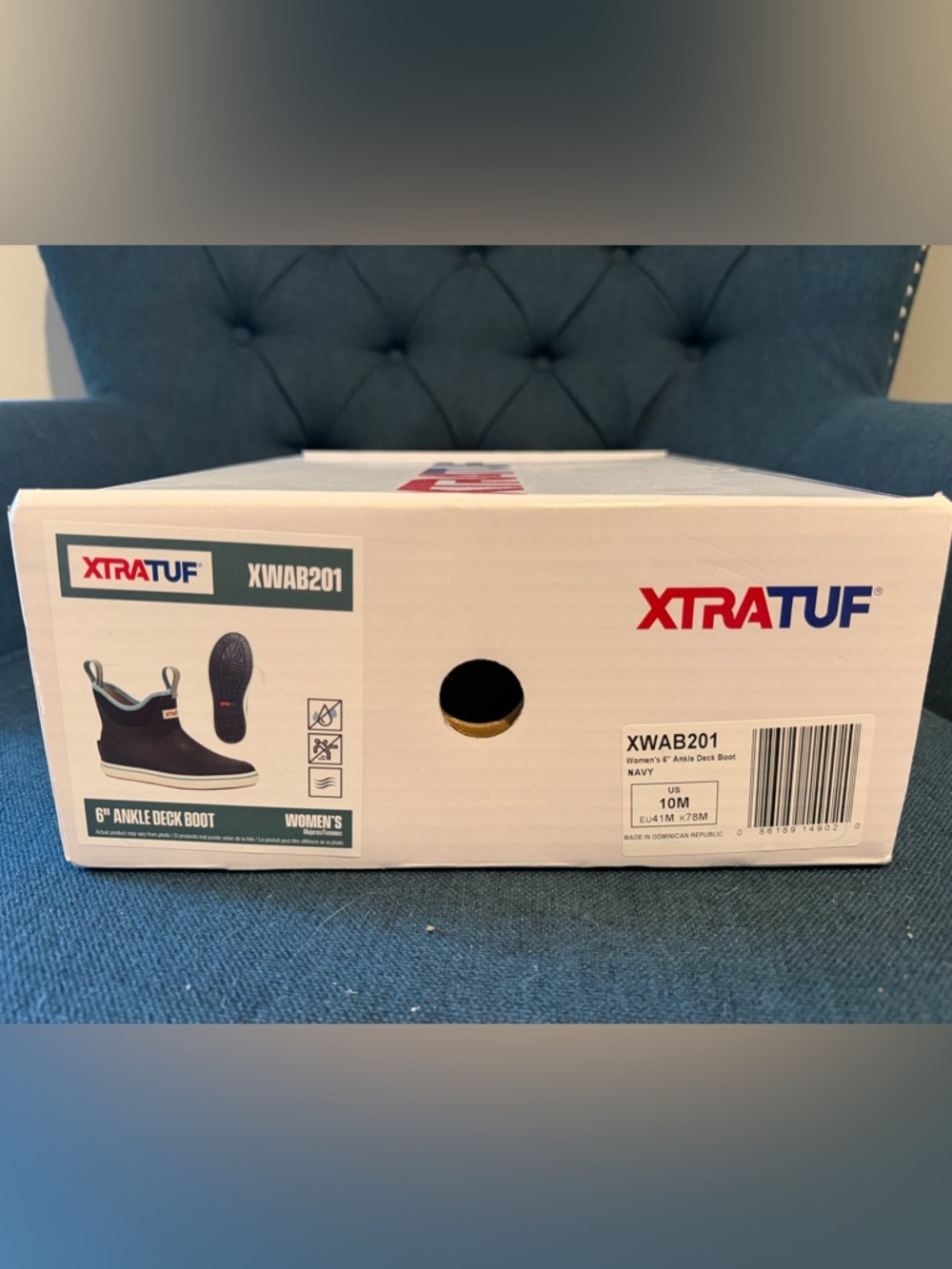 XTRATUF Women's Navy & Aqua Ankle Deck Boots - Picture 2 of 5